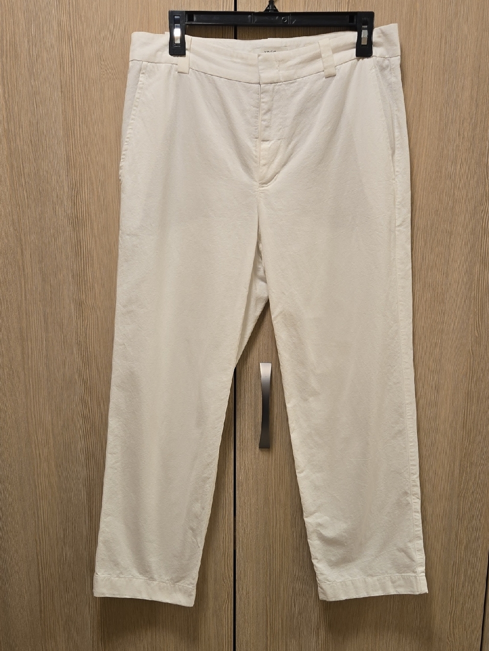 Vince Womens White Straight-Leg Cotton Trousers
